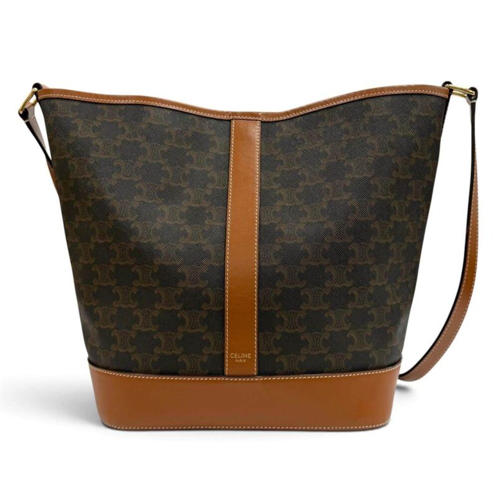 Celine Triomphe Leather Bucket Bag